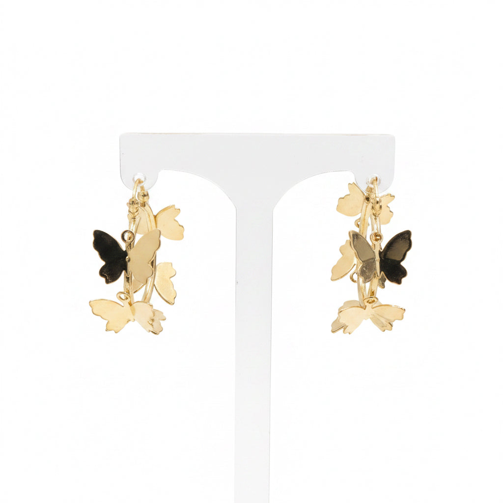 Butterfly hoop earrings