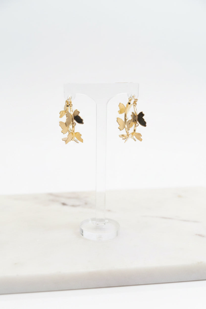 Butterfly hoop earrings