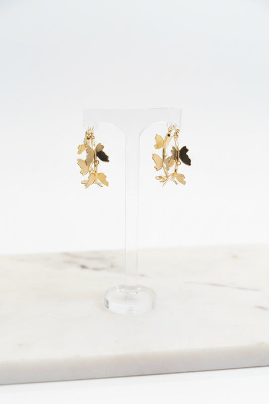 Butterfly hoop earrings